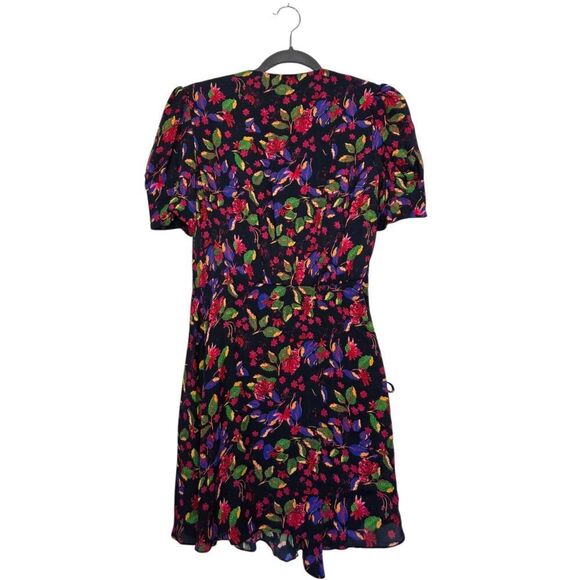 SALONI Lea Gathered Floral-Print Crepe De Chine Mini Wrap Dress | 2 Cottagecore - Picture 12 of 16